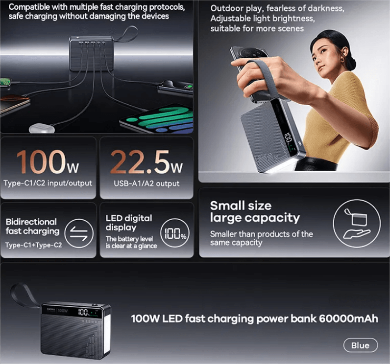 60000mAh Industrial Power Bank | PD 100W Laptop & PDA Charger LS-FC6