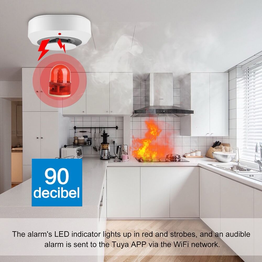 Smart Smoke Sensor Tuya App Zigbee Fire Alarm