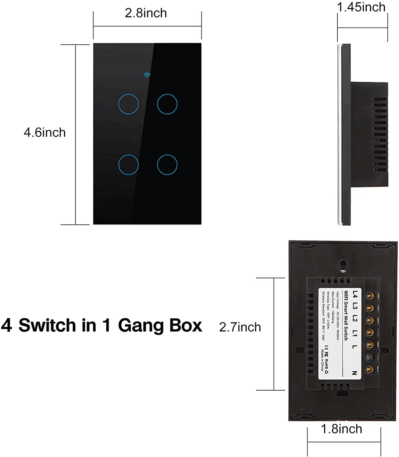 WiFi Smart Light Switch OEM | US standard 1/2/3/4Gang