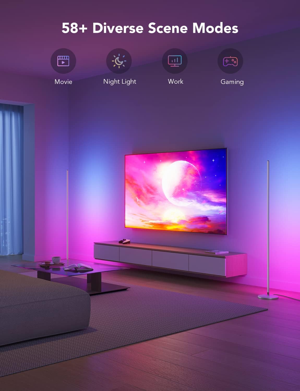 LED Corner RGBIC Floor Lamp Works with Alexa