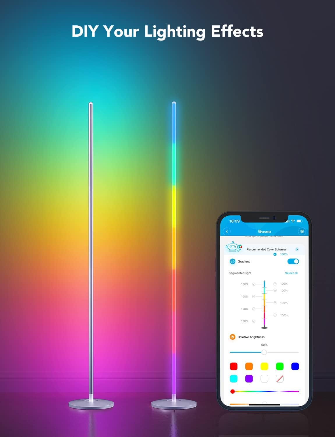 LED Corner RGBIC Floor Lamp Works with Alexa