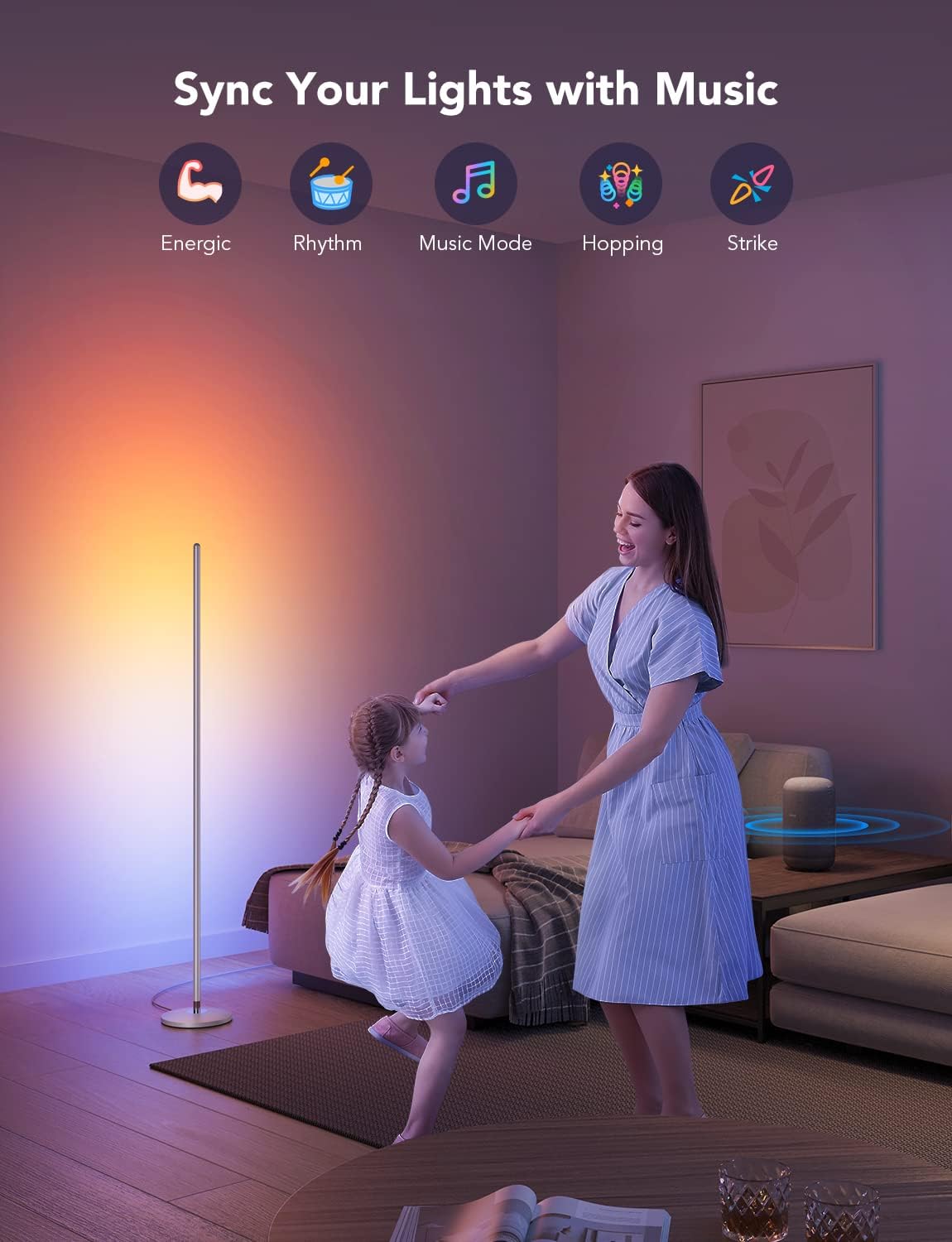 LED Corner RGBIC Floor Lamp Works with Alexa