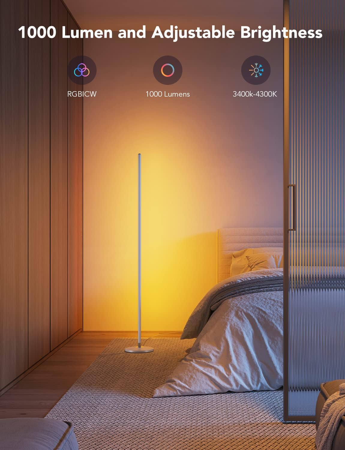 LED Corner RGBIC Floor Lamp Works with Alexa