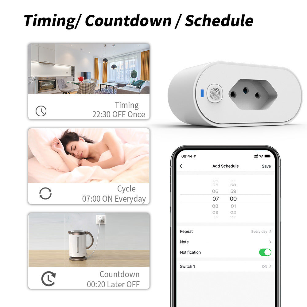 Brazilian Standards Smart Socket for Alexa/Google Home