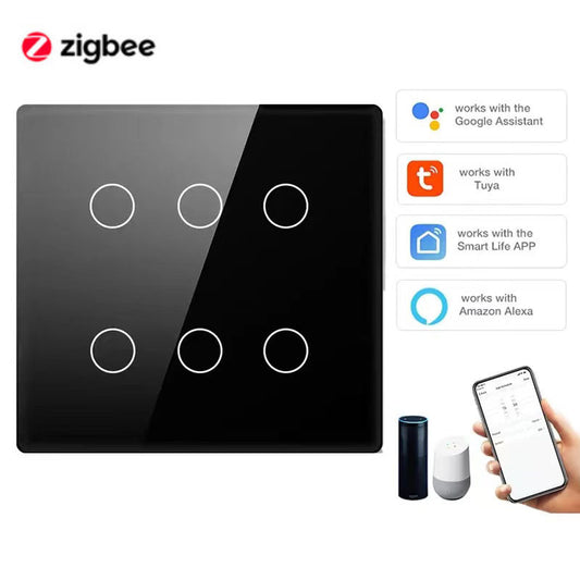 Zigbee Tuya Smart Switch OEM Brazilian Standard 6-Gang
