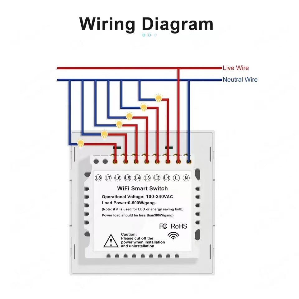 Zigbee Tuya Smart Switch OEM Brazilian Standard 6-Gang